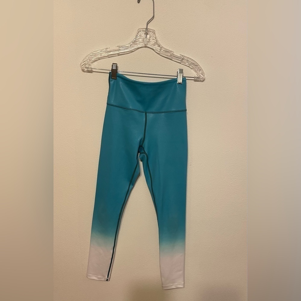 ZYIA Active Teal Venom Metallic Ombré Light N Tight Hi-Rise 7/8 Leggings Size 0